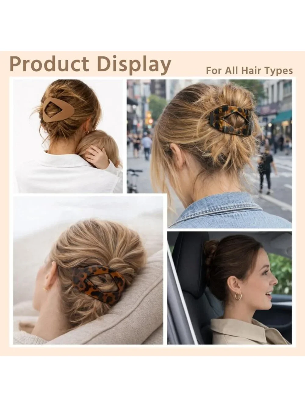 4-Pack Elegant Duckbill Hair Clips for Women | Flat Claw Design | All Hair Types